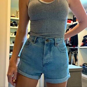 High Waisted Light Wash Denim Shorts